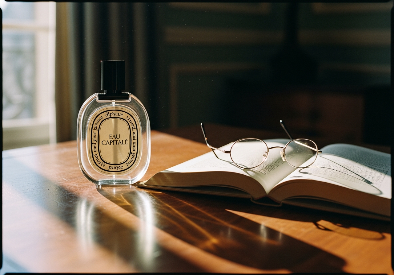 Diptyqueのフレグランスが置かれた、パリのアパルトマンのような書斎