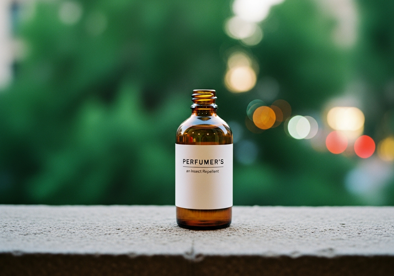 コンクリートの壁を背景にしたPERFUMER'S anの虫除けスプレー