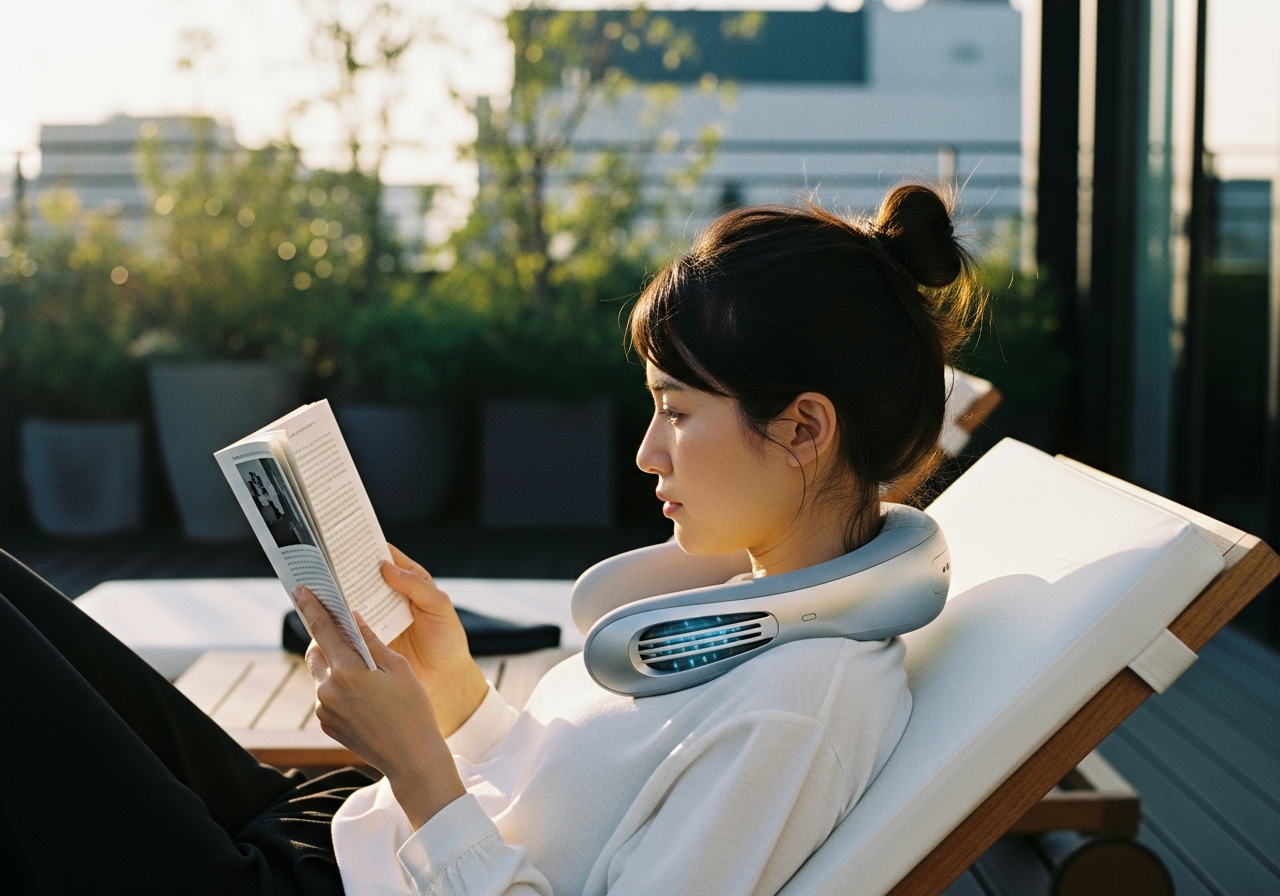 テラスでの読書時間を快適にするTORRASのネッククーラー