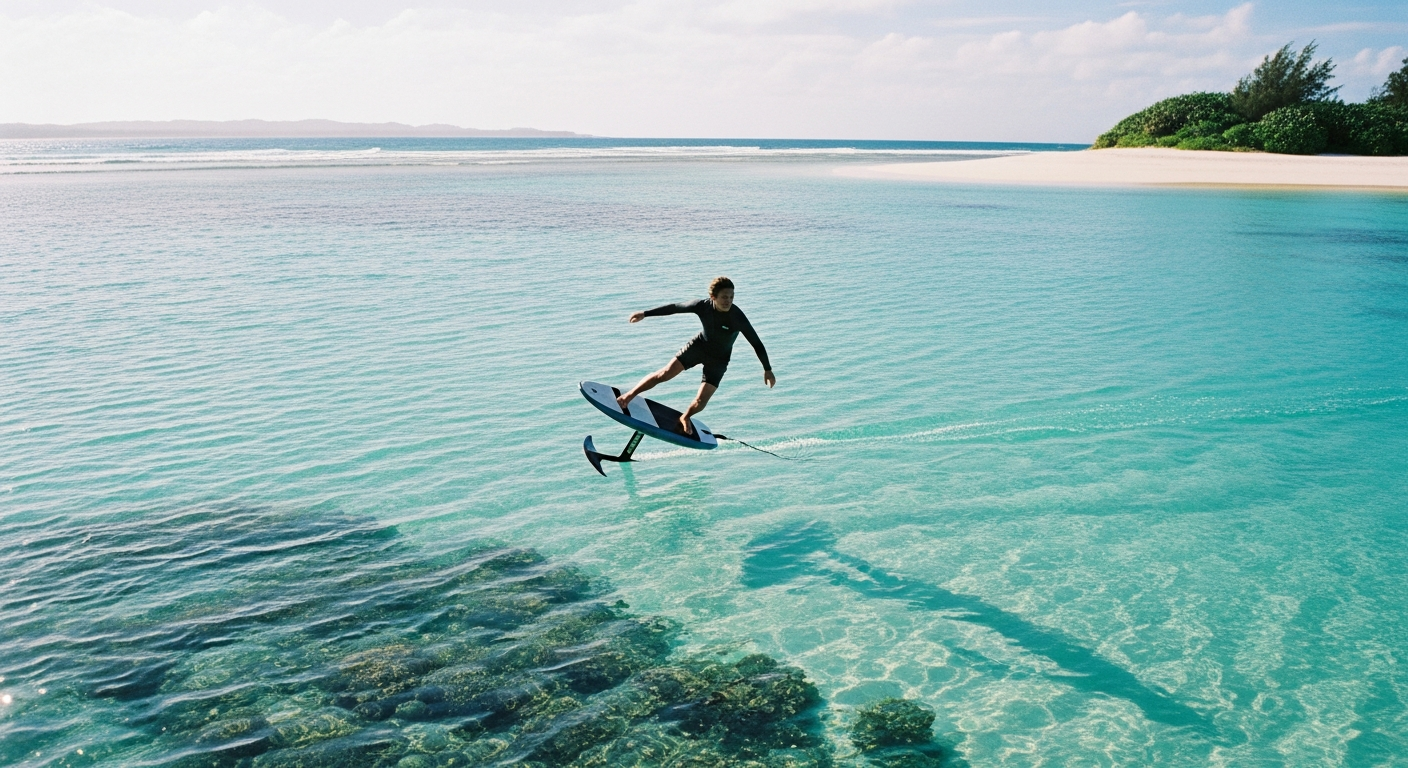 沖縄の碧い海で、サンゴ礁を眺めながらの空中散歩。