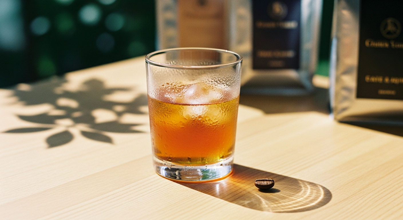 木漏れ日の中で輝く、夏の朝の贅沢な一杯。
